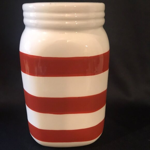 white and red striped vase - Picture 6 of 7